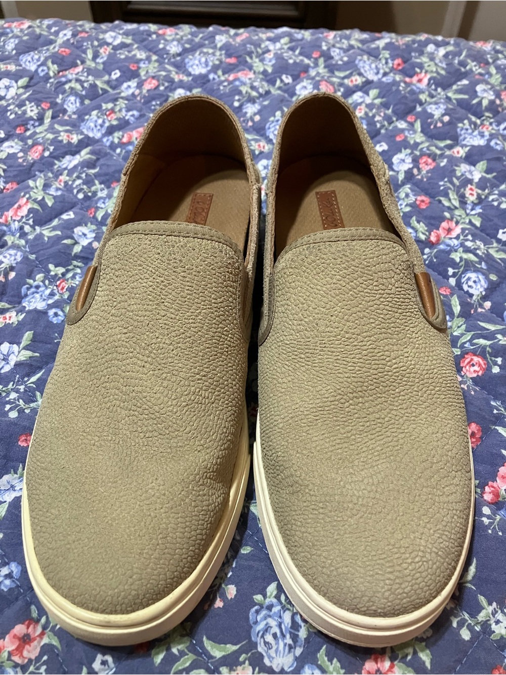 OluKai Pehuea Leather Slip-On Sneakers Clay - Picture 10 of 12